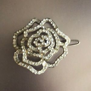 Chic vintage Camelia flower crystal hair barrette